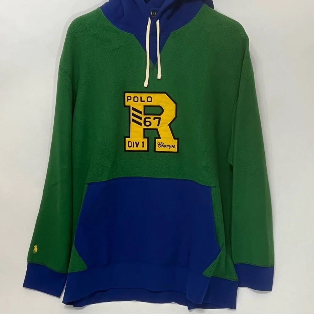 Polo Ralph Lauren Men‎ Size 2XB Brushed Face Nylon Spellout Fleece Hoodie Swe…